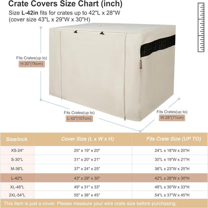 Hicaptain Polyester 24In Dog Crate Cover - Durable Windproof Pet Kennel Cover for Wire Crate Indoor Outdoor Protection (24 Inches, Light Tan)