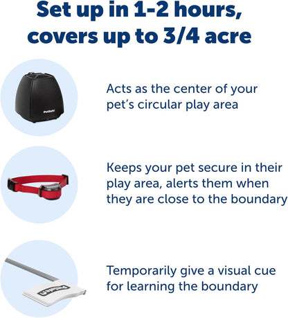 PetSafe Stay & Play Wireless Pet Fence for Stubborn Dogs - No Wire Circular Boundary, Secure 3/4-Acre Yard, For Dogs 5lbs+, America's Safest Wireless Fence From Parent Company INVISIBLE FENCE Brand