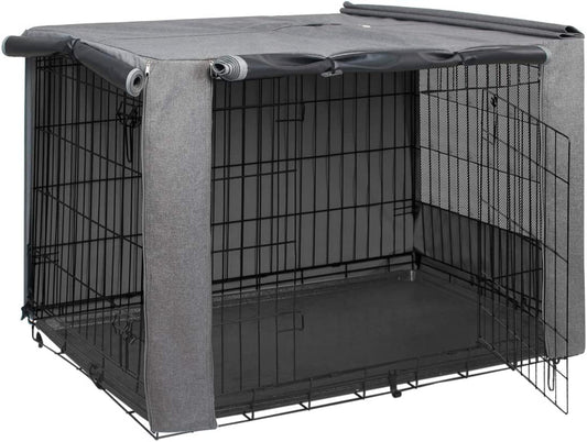 Hicaptain Folding Metal Dog Crate Cover for 48 Inch Wire Pet Cage(Two-Tone Gray)