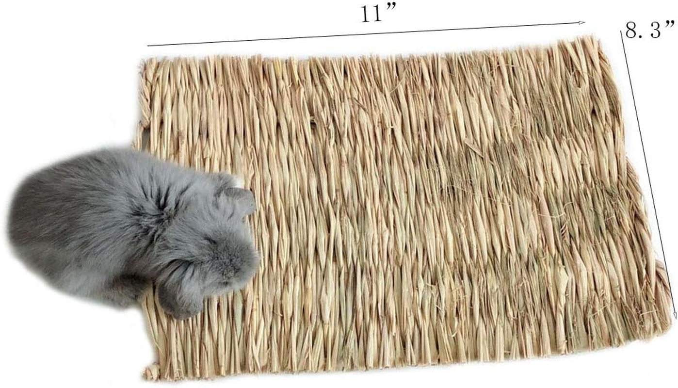 Grass Mat Woven Bed Mat for Small Animal Bunny Bedding Nest Chew Toy Bed Play Toy for Guinea Pig Parrot Rabbit Hamster Rat(Pack of 3)