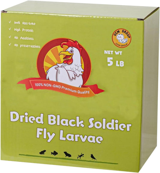 UCM Group 5LB Dried Black Soldier Fly Larvae for Chicken, Poultry, Wild Birds,No Additives, 100% Natural Non-GMO, More Calcium Chicken Treats Than Mealworms