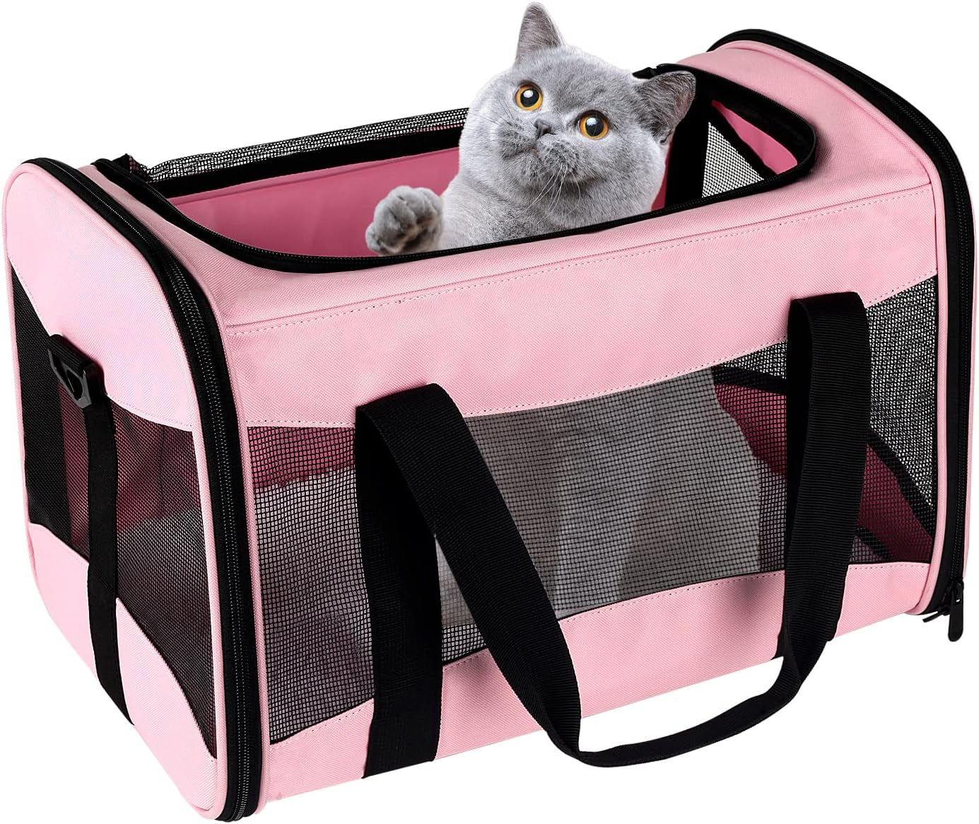 Cat Carrier Large Dog Cat Carriers Puppies up to 30Lbs, Big Dog Carrier Soft Sided, Collapsible Travel Puppy Carrier (X-Large, Pink)