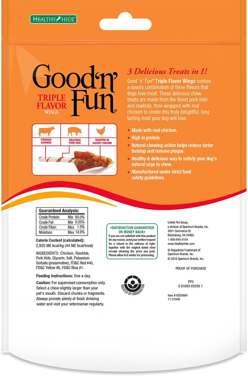 Good 'N' Fun Triple Flavor Wings, Made with Real Meat, Treats for All Dog Sizes