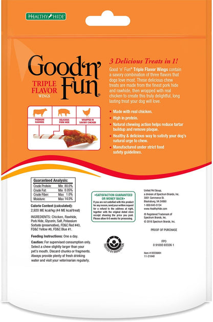 Good'N'Fun P-94130 Triple Flavor Wings Dog Chews, One Size