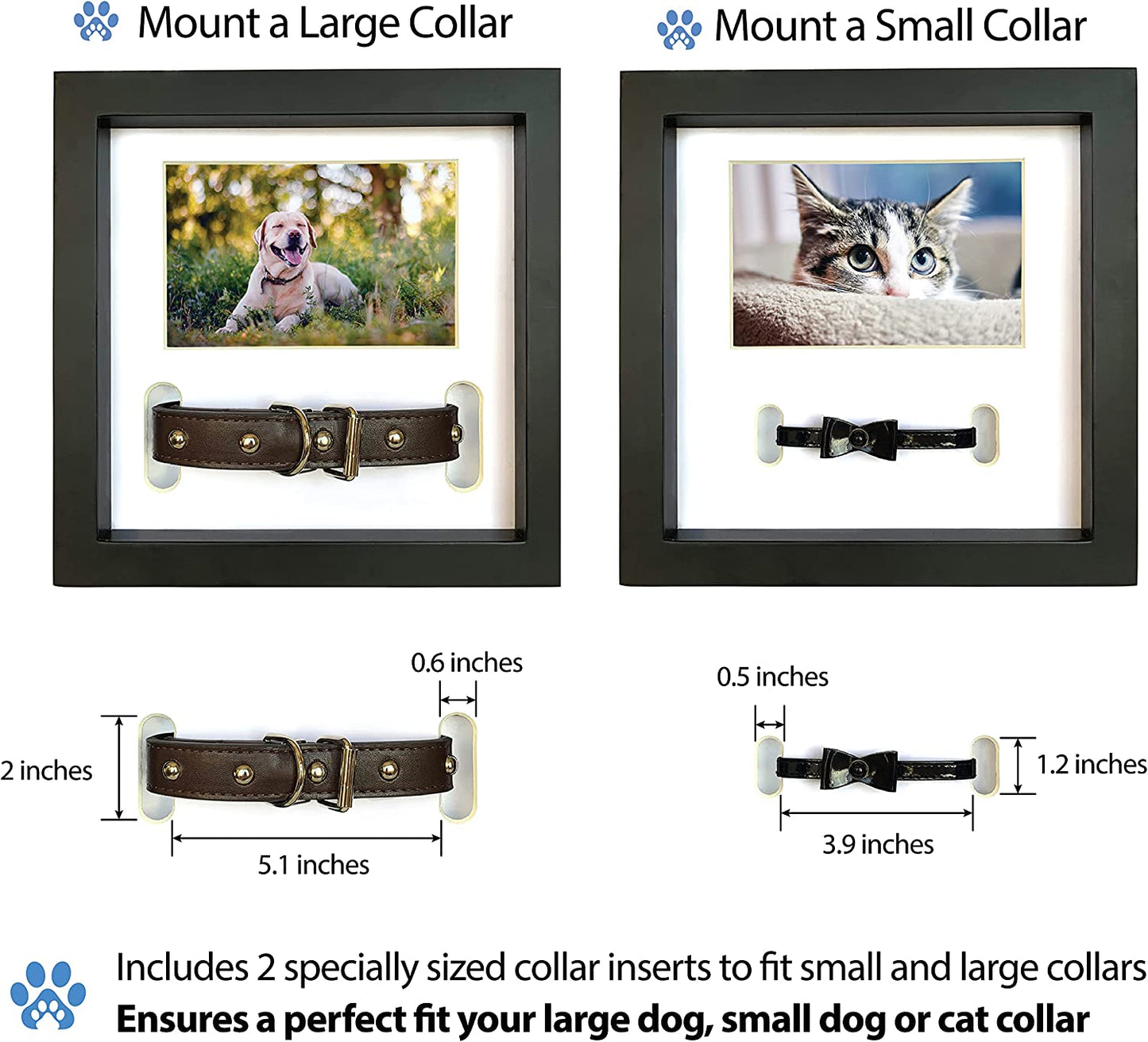 Dog Memorial Picture Frame with 5 Display Options- Dog Collar Memorial Frame Gift - Cat or Dog Pet Loss Gift for a Grieving Friend - Pet Remembrance Gift and Sympathy Photo Keepsake