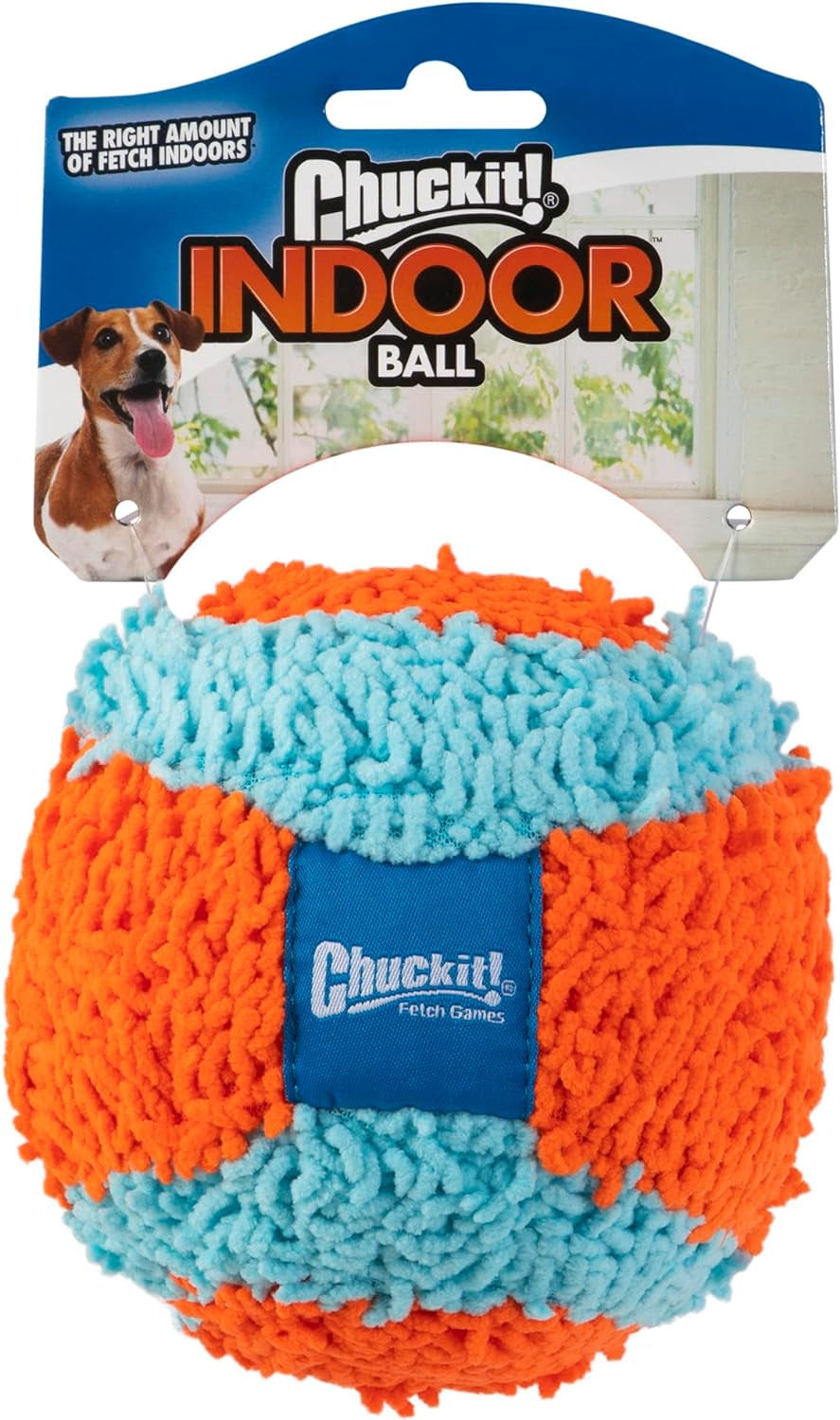 Chuckit Indoor Fetch Shaker Dog Toy (7.5 Inch), Orange and Blue