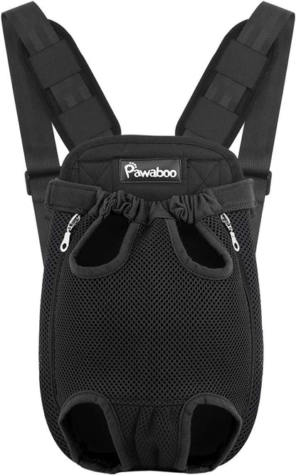 Pawaboo Pet Carrier Backpack, Adjustable Pet Front Cat Dog Carrier Backpack Travel Bag, Legs Out, Easy-Fit for Traveling Hiking Camping for Small Medium Dogs Cats Puppies, Extra Large, Black