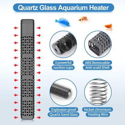 HiTauing Aquarium Heater, Upgraded 300W/500W Fish Tank Heater with Intelligent Leaving Water Automatically Stop Heating and Advanced Temperature Control System, Suitable for Saltwater and Freshwater