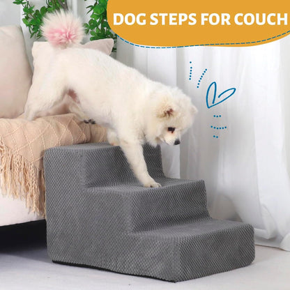 5-Step Dog Stairs to Bed, Dog Steps for High Beds and Couch, Non-Slip Pet Stairs for Small Dogs and Cats,Dog Bed Stairs, Grey, 3/4/5 Steps