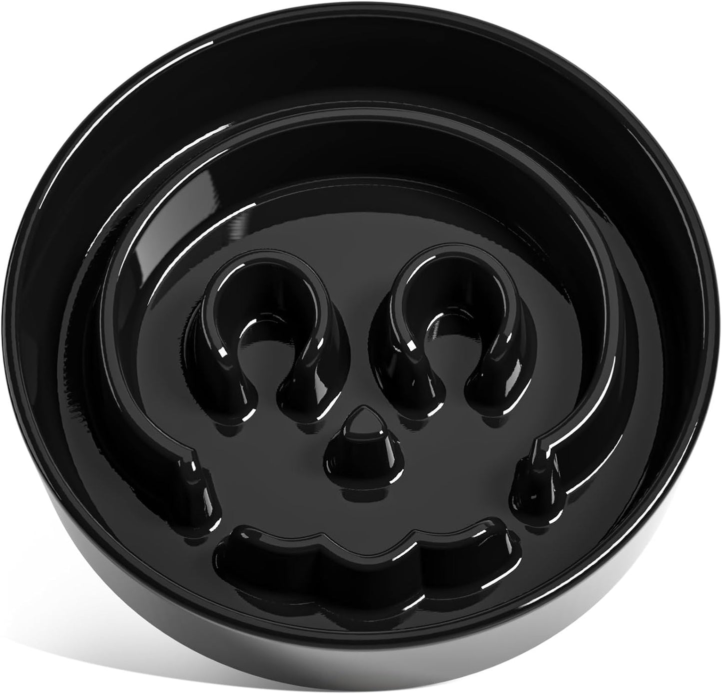 LE TAUCI Ceramic Slow Feeder Dog Bowls Small Breed, 0.6 Cups Dog Food Dish for Fast Eaters, Puzzle Bowl for Small Dogs and Cats,Skull Black