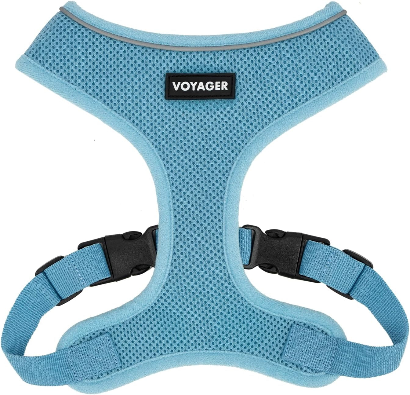 Aerolite No Pull Mesh Dog Harness with Lightweight, Soft, Breathable Chest Coverage, Reflective Stitching, and Adjustable Straps for Walking, Running, Training, Heavy Duty and Durable - Baby Blue, S