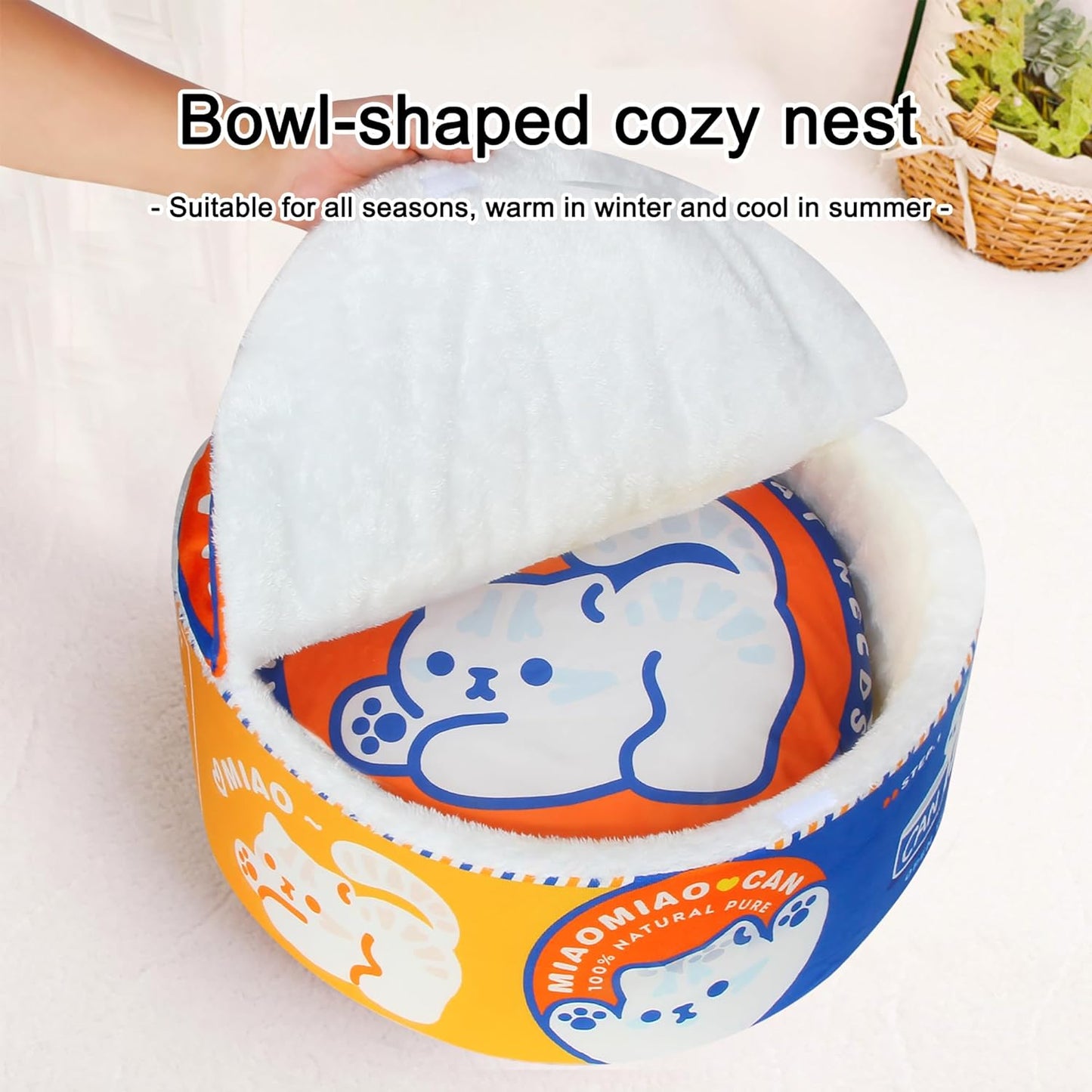 寵幸 Ramen Noodle Dog & Cat Bed,Keep Warm and Super Soft Creative Pet Nest for Indoor Cats,Removable Washable Cushion for Small Medium Large Dogs and Cats