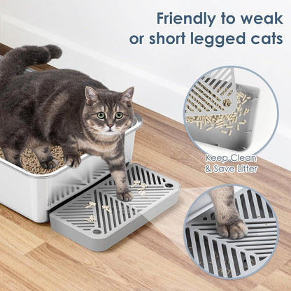 2 Pack 23.6" X 16" X 6" Deep & Extra Large Stainless Steel Cat Litter Boxes, High Sides Metal Cat Litter Box for Multi-Cats Big Cats XL Metal Litter Pan Tray, Non-Sticky, Easy Cleaning