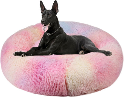 Dog Bed for Small Medium Large Dogs, 27 Inch Calming Dogs Bed, Washable-Round Cozy Soft Pet Bed for Puppy and Kitten with Slip-Resistant Bottom