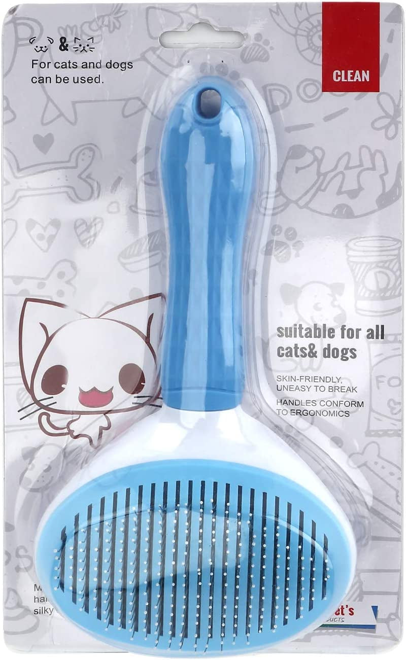 Depets Self Cleaning Slicker Brush, Dog Cat Bunny Pet Grooming Shedding Brush - Easy to Remove Loose Undercoat, Pet Massaging Tool Suitable for Pets with Long or Short Hair Gray