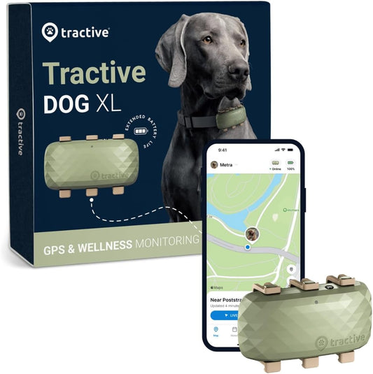 Tractive XL GPS Tracker & Health Monitoring for Dogs (50 Lbs+) - Market Leading Pet GPS Location Tracker | Wellness & Escape Alerts | Waterproof | Works with Any Collar (Green)