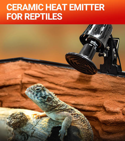 REPTI ZOO 100W Reptile Heat Lamp 2Pack Ceramic Heat Emitter Night Heat Lamp Bulbs Reptile Terrarium Heat lamp Tank Heat Bulb for Turtle Bearded Dragon Gecko Lizard Snake Chicken E26