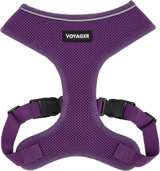 Aerolite No Pull Mesh Dog Harness with Lightweight, Soft, Breathable Chest Coverage, Reflective Stitching, and Adjustable Straps for Walking, Running, Training, Heavy Duty and Durable - Purple, L