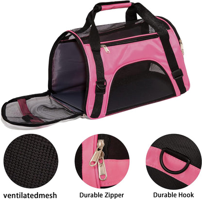 Pet Carrier Soft-Sided Carriers for Cat Carriers Dog Carrier for Small Medium Cats Dogs Puppies Pet Carrier Airline Approved up to 15 Lbs Cat Dog Pet Travel Carrier (Medium,Pink)