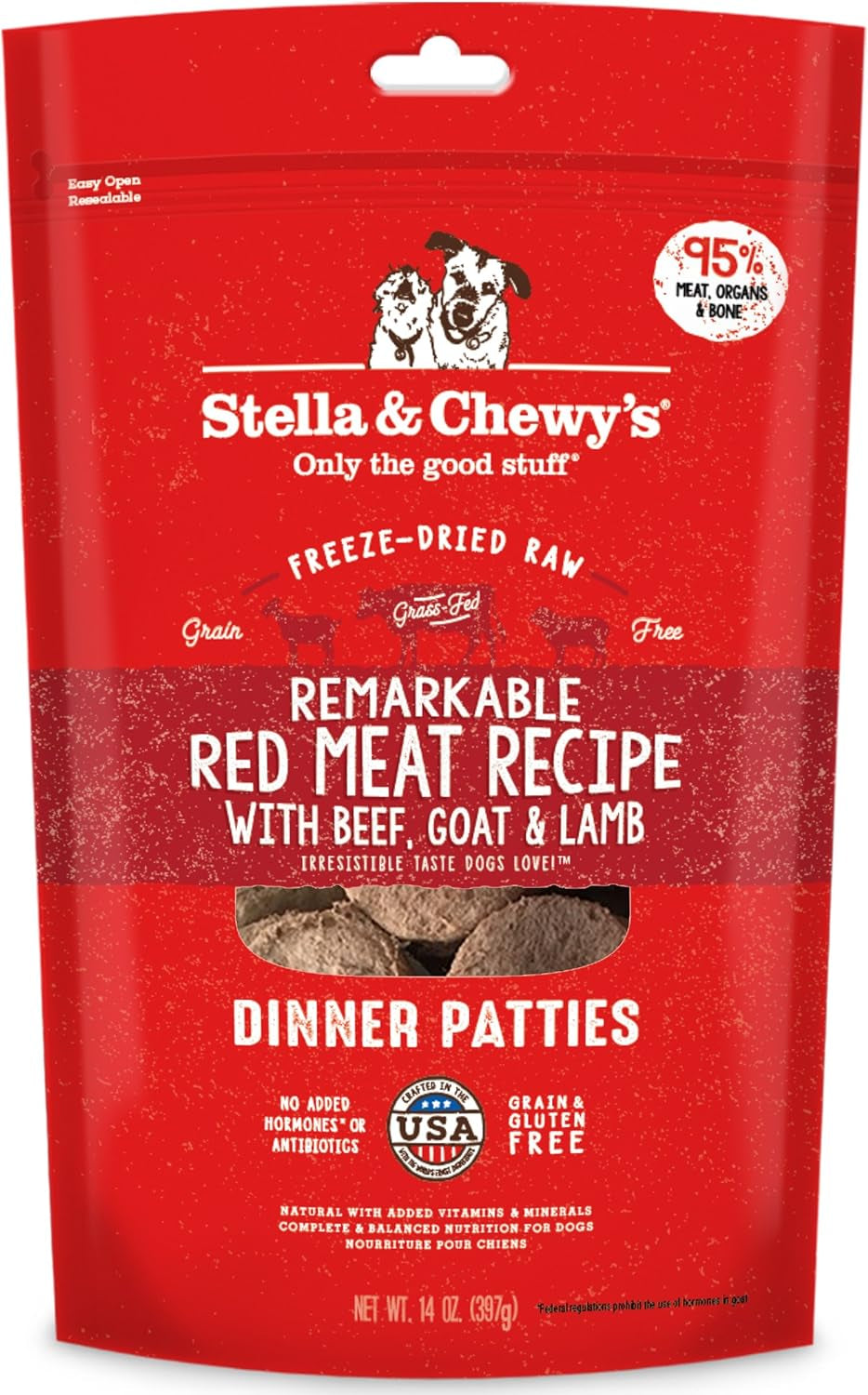 Stella & Chewy'S Freeze Dried Raw Dinner Patties – Grain Free Dog Food, Protein Rich Remarkable Red Meat Recipe – 14 Oz Bag