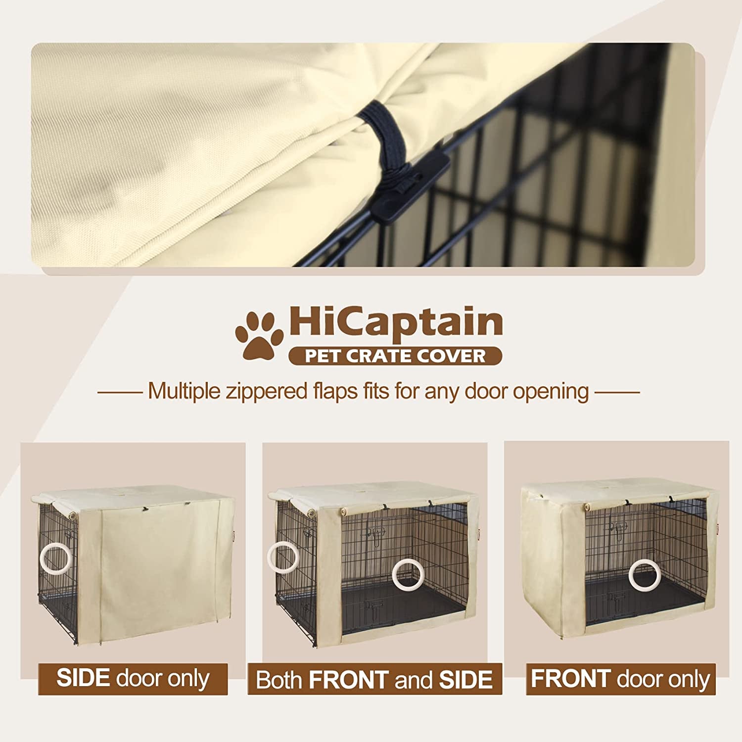 Hicaptain Folding Metal Dog Crate Cover for 24 Inch Wire Pet Cage(Two-Tone Gray)