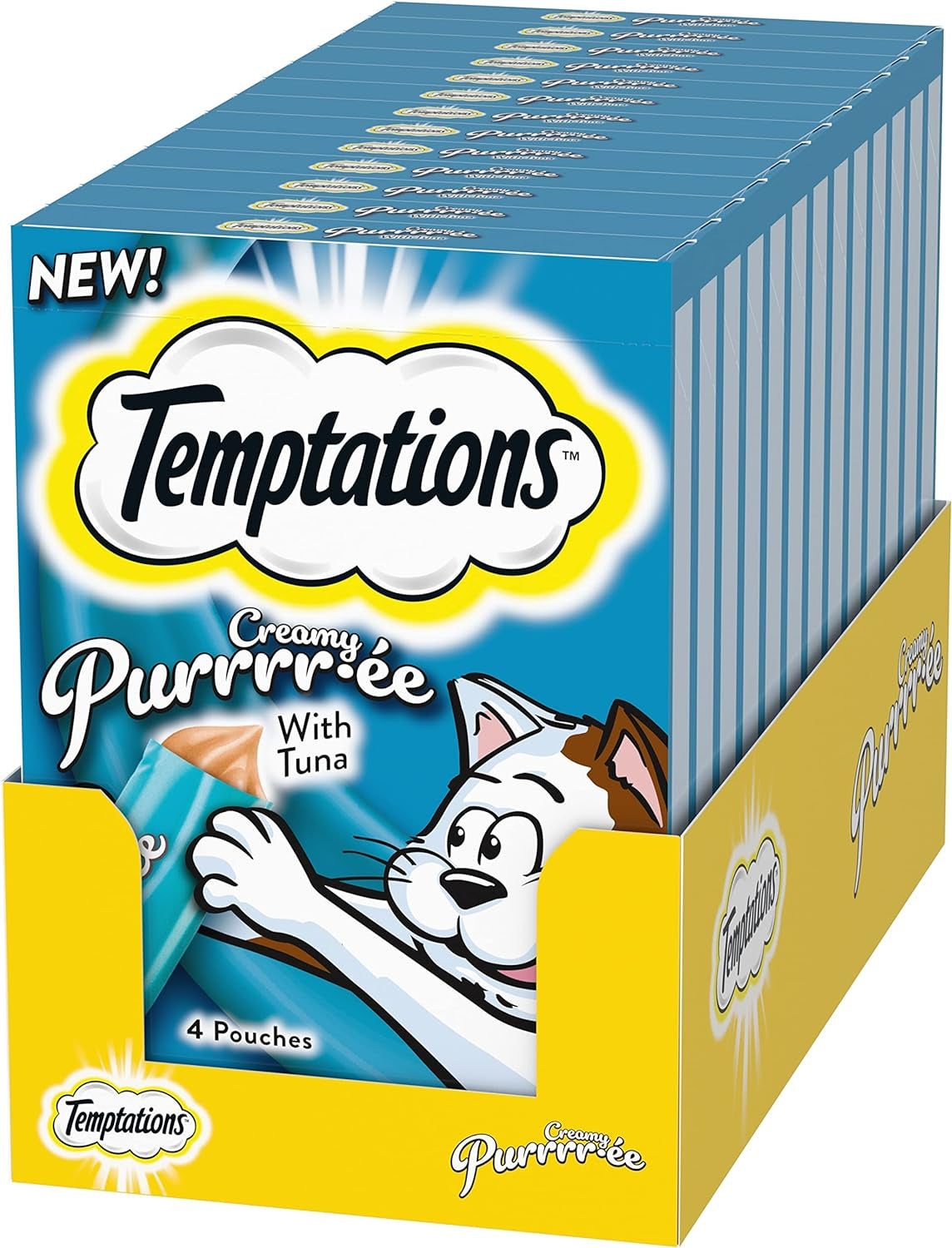 Temptations Creamy Puree with Tuna Lickable, Squeezable Cat Treats, 0.42 Oz Pouches, 4 Count (Pack of 11) - Total 44 Count