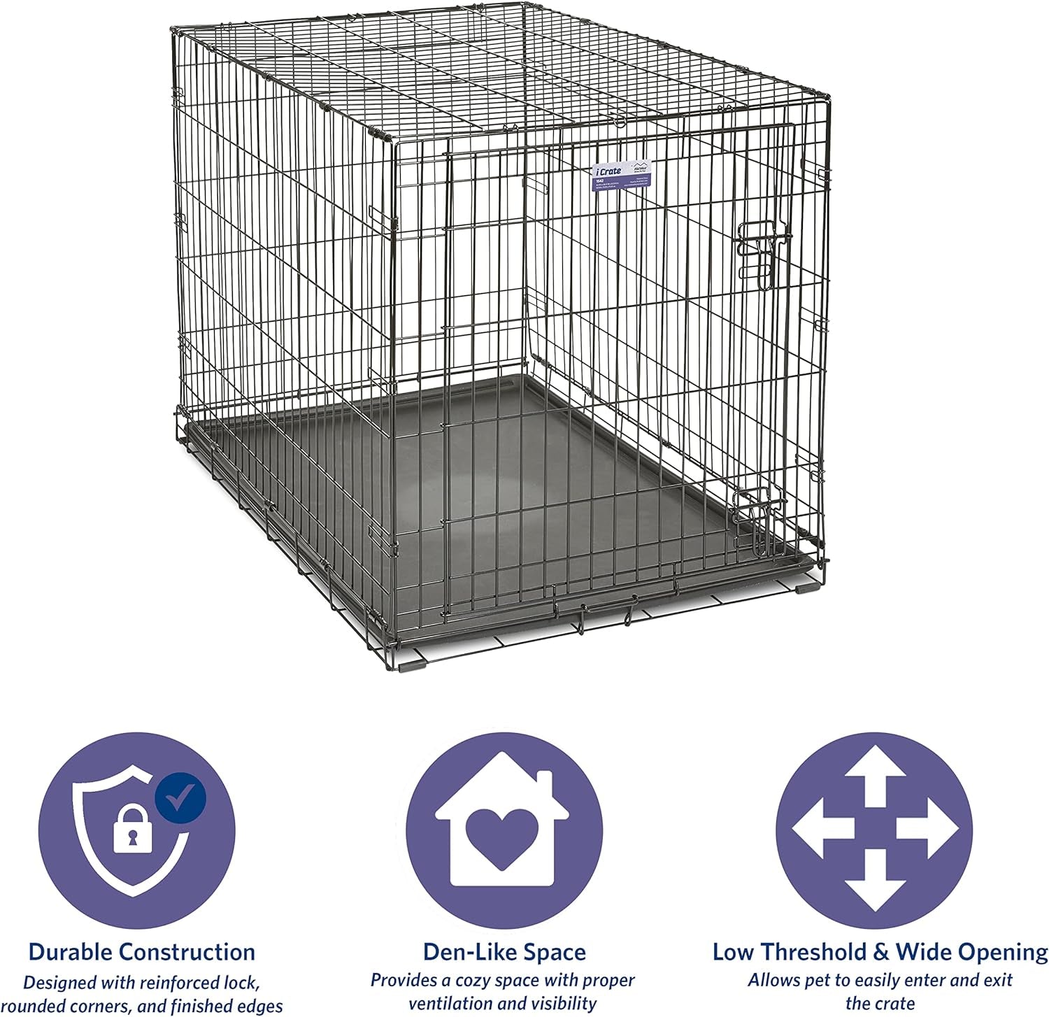 MidWest Homes for Pets Newly Enhanced Single Door iCrate Dog Crate, Includes Leak-Proof Pan, Floor Protecting Feet, Divider Panel & New Patented Features