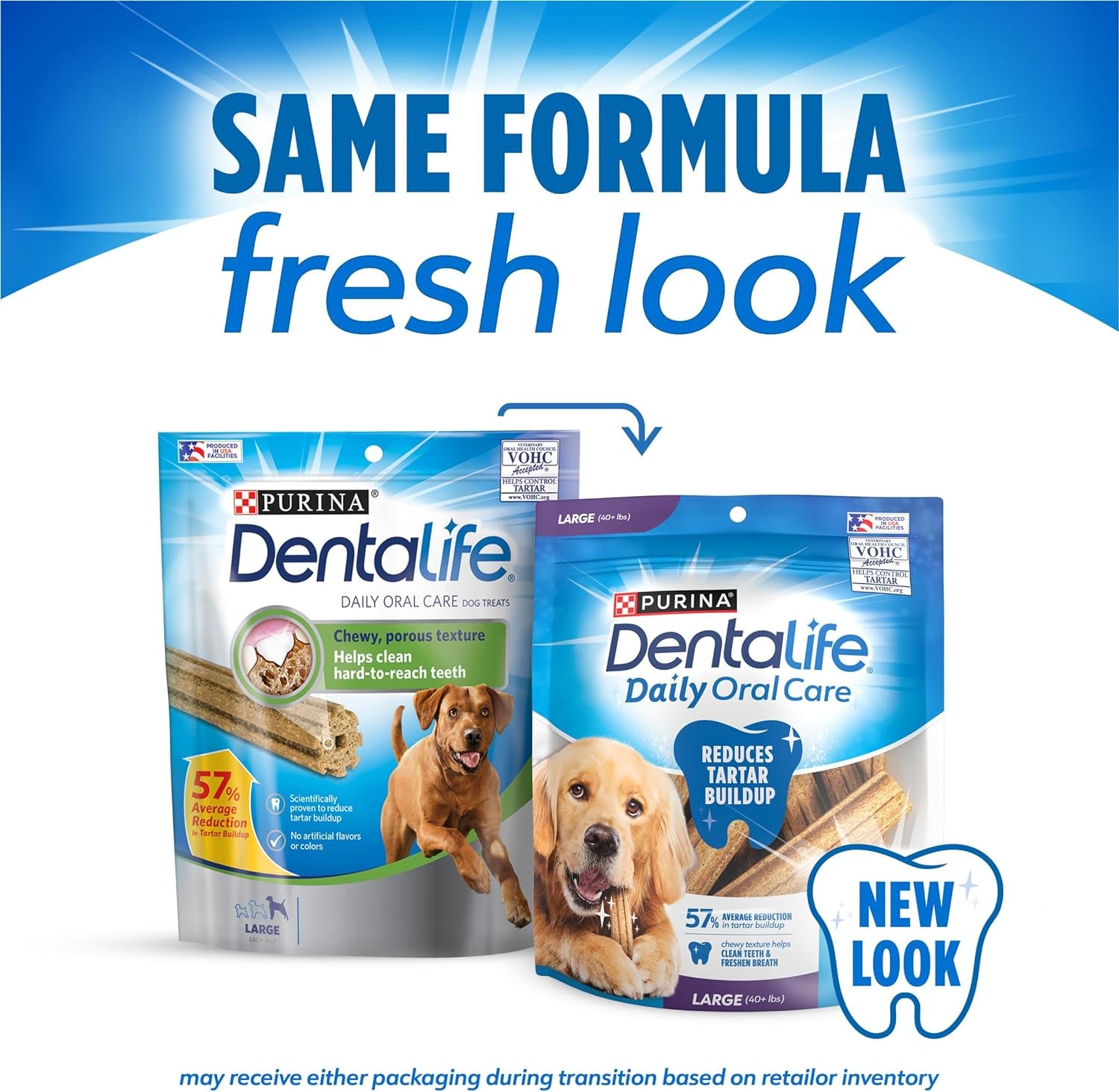 Purina Dentalife Made in USA Facilities Large Dog Dental Chews, Daily - 18 Ct. Pouch