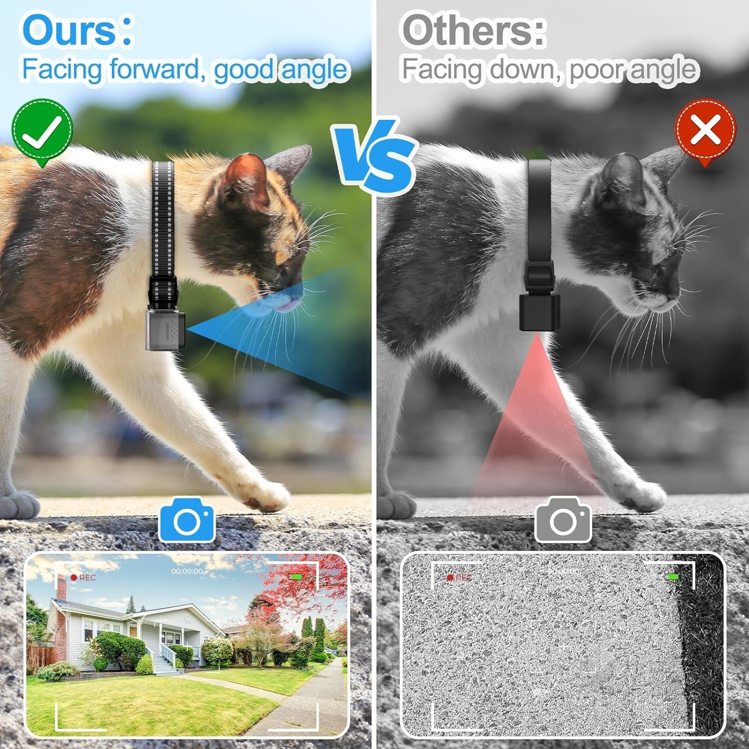 Cat Camera Collar, No Wifi Needed No App,Cat Collar Camera with Video Record, Body Camera for Cat/Dog Recording,Camera for Cat Collar,Pet Collar Camera Outdoor, Dog/Cat Birthday Gift