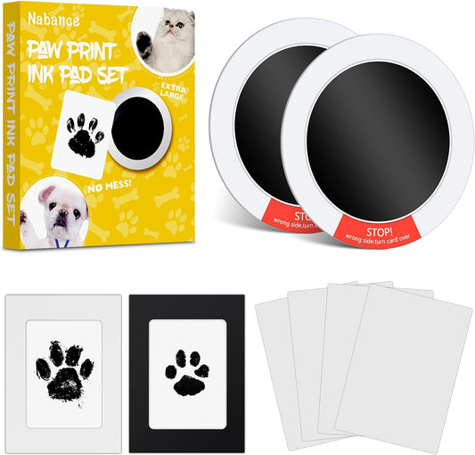 Nabance Paw Print Kit, Dog Nose Print Kit, Mess-Free Paw Print Stamp Pad for Dogs & Cats, 8Pcs Pet Paw Print Impression Kit with Photo Frames, Safe Clean Touch Ink Pads, Nose Print Stamp Pad for Dogs