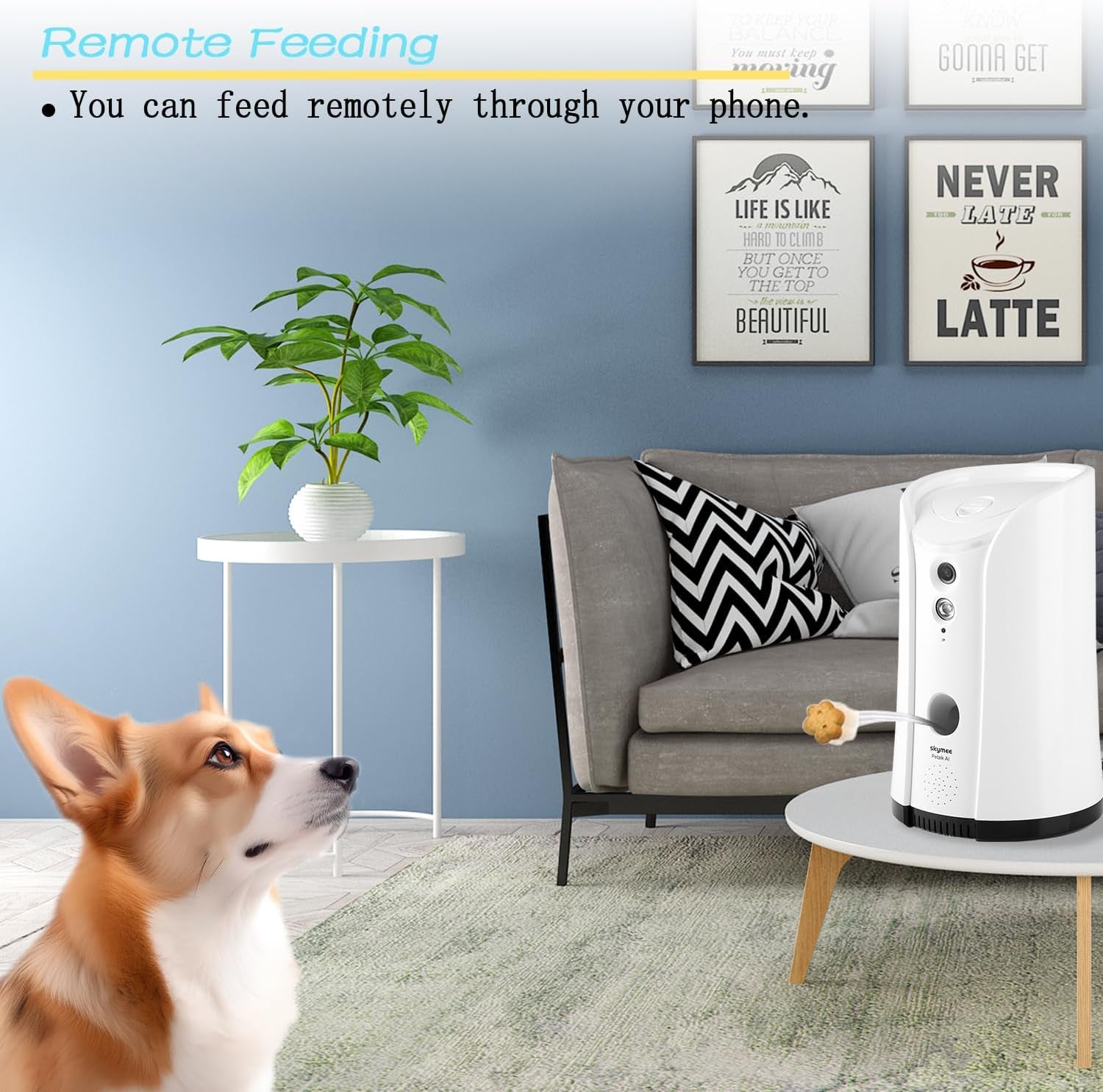 SKYMEE Petalk AI II Dog Camera Automatic Treat Dispenser, 5G Wifi Full HD Pet Camera with 180° Pan Full-Room View
