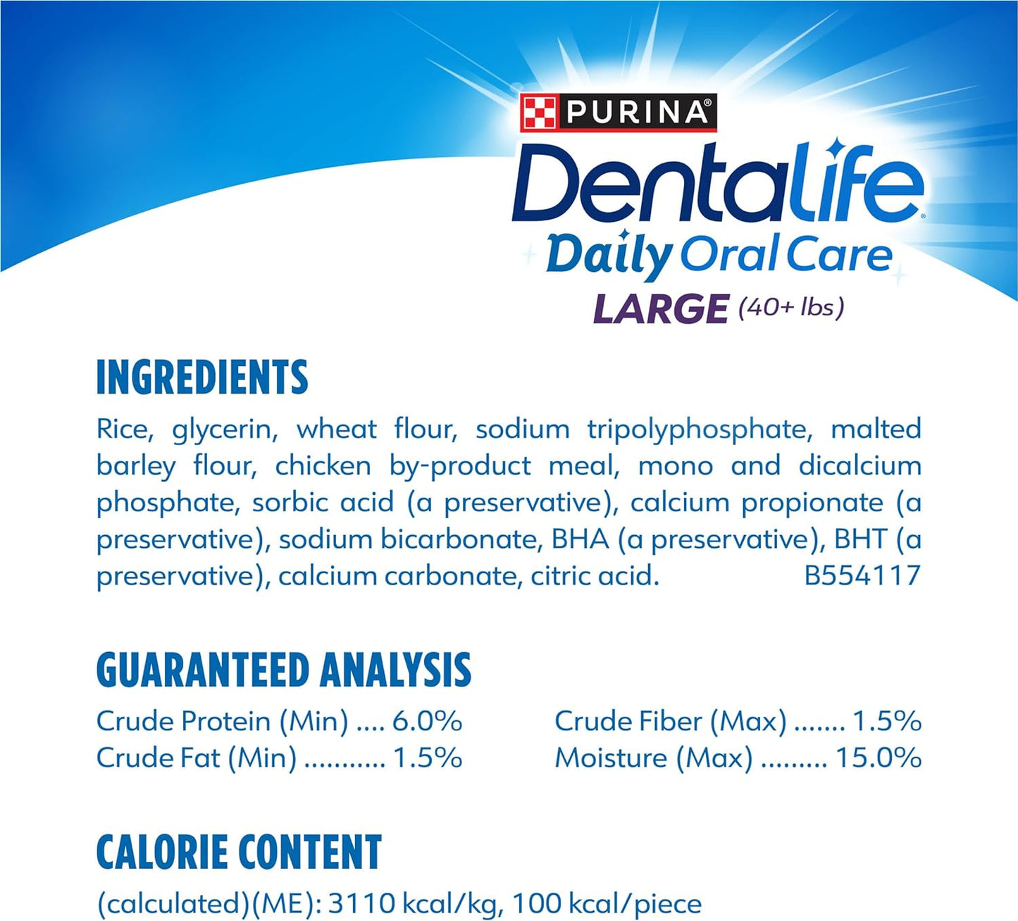 Purina Dentalife Made in USA Facilities Large Dog Dental Chews, Daily - 18 Ct. Pouch