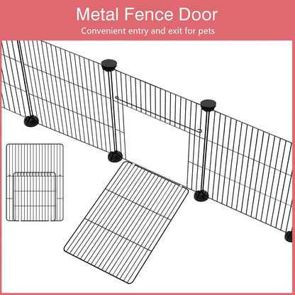 20 Panels Small Animal Playpen, Pet Playpen with Waterproof Mat, C&C Cage for Guinea Pigs, Rabbit/Bunny Cage, Bunny/Puppy Playpen, Indoor Outdoor Portable Metal Wire Yard Fence