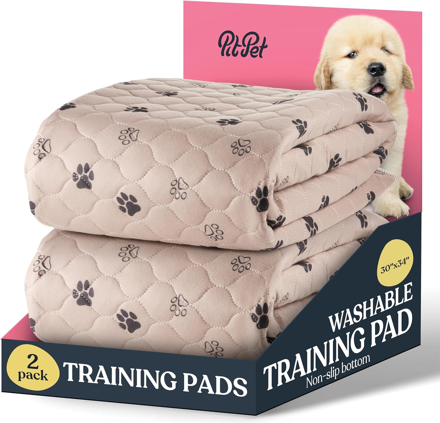 Super Absorbent Washable Pee Pads for Dogs - 2-Pack Superior Reusable Puppy Pads Pet Training Pads –100% Waterproof Dog Pee Pad Protects against Urine Leakage Non-Slip Grip Prevents Slipping& Bunching