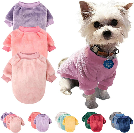 Fabricastle Small Dog Sweaters, 3 Count, Dog Clothes, Dog Coat, Dog Jacket for Small Medium Dogs Boy Girl, Ultra Soft and Warm Cat Pet Sweaters (X-Small, Pink,Purple,Light Pink)