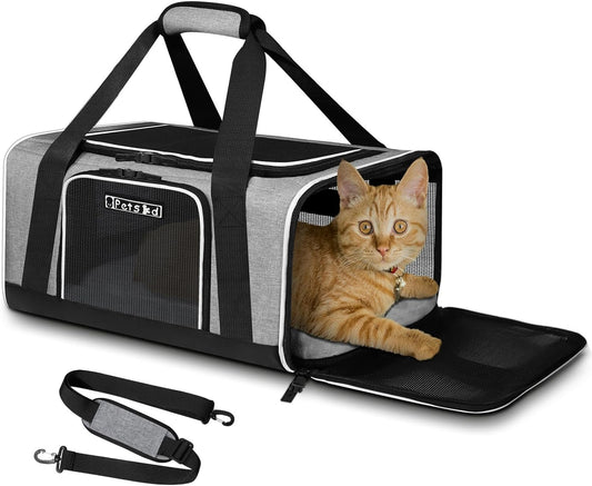 Pet Carrier 17X12X8.5 Jetblue Allegiant Airline Approved,Pet Travel Carrier Bag for Small Cats and Dogs, Soft Dog Carrier for 1-13 LBS Pets,Dog Cat Carrier with Safety Lock Zipper(Grey)