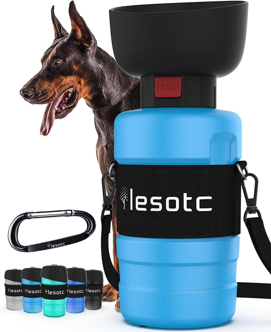 Lesotc Dog Water Bottle, Portable Dog Water Dispenser, Leak Proof Pet Water Bottle for Dogs, Dog Travel Water Bottle for Outdoor Walking, Hiking, Travel, BPA Free, Lightweight