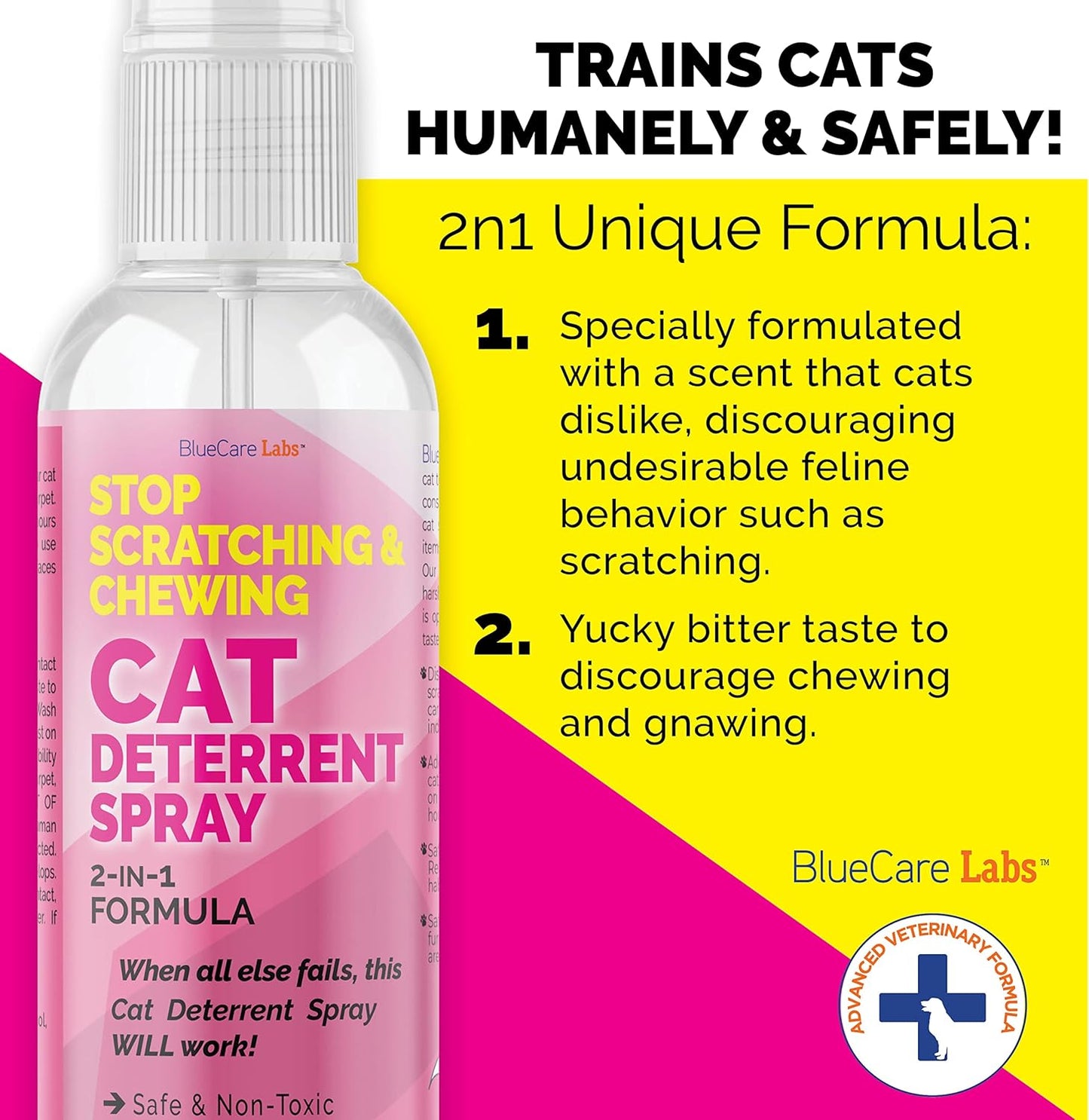 Cat Deterrent Spray with Rosemary Oil, Lemongrass & Cinnamon to Stop Cat Scratching Furniture, Plants, Floors and More - Non-Toxic - Made in USA