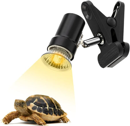 Reptile Heat Lamp Rotatable Turtle Heating Light with 50W UVA UVB Heat Bulb Simulated Sunlight Basking Spot Lamp with Clamp for Reptiles Lizard Amphibian Bearded Dragon Snake