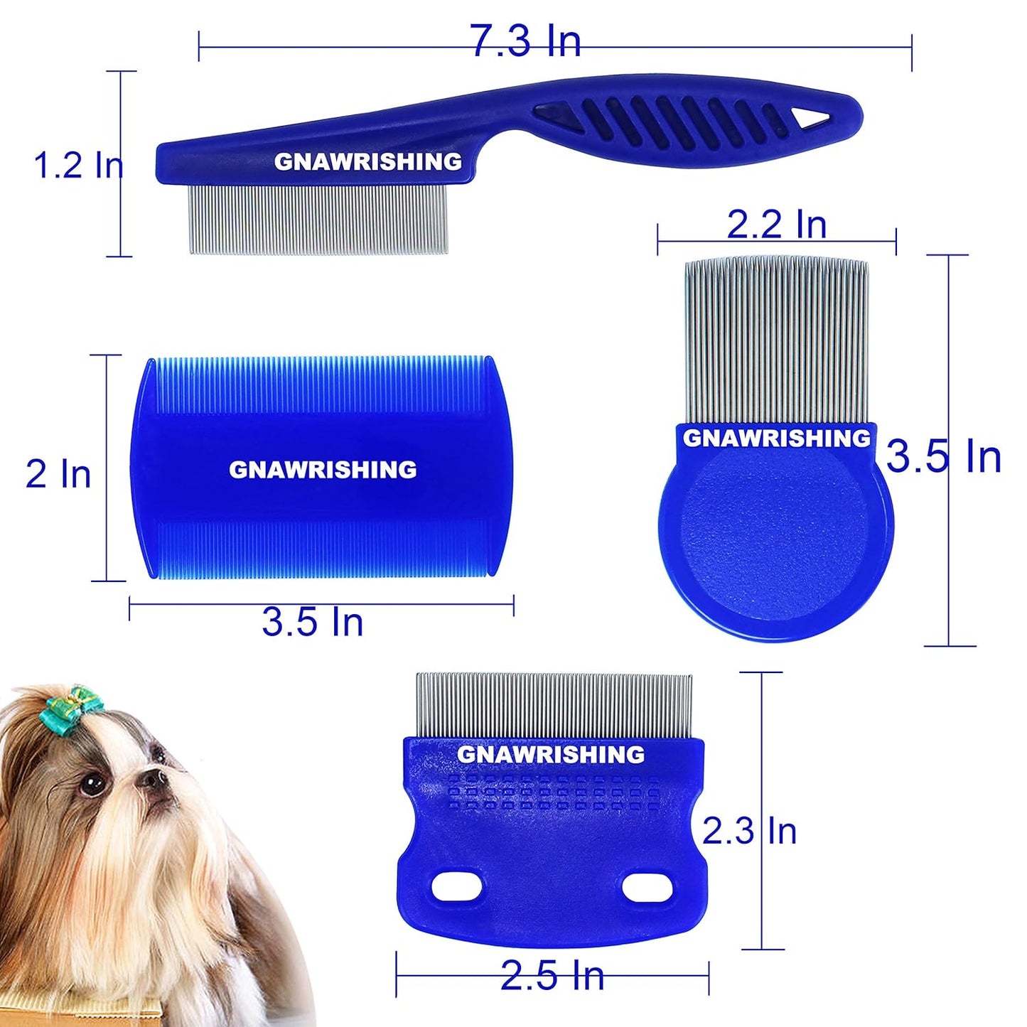 Flea Comb 4Pcs with High Strength Teeth Durable Pet Tear Stain Remover Combs, Dog Cat Grooming Set Effective Float Hair Removerâ€¦