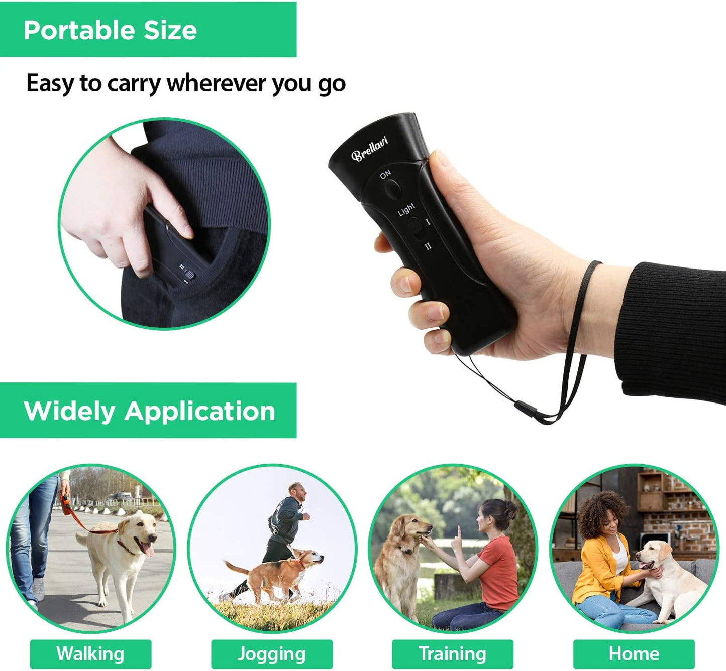 Ultrasonic Clicker Dog Trainer: Anti-Bark Dog Training Equipment and Barking Control Device - Electronic Clicker Trainer for Walking Jogging and Aggressive Behavior - Handheld and Portable (Black)