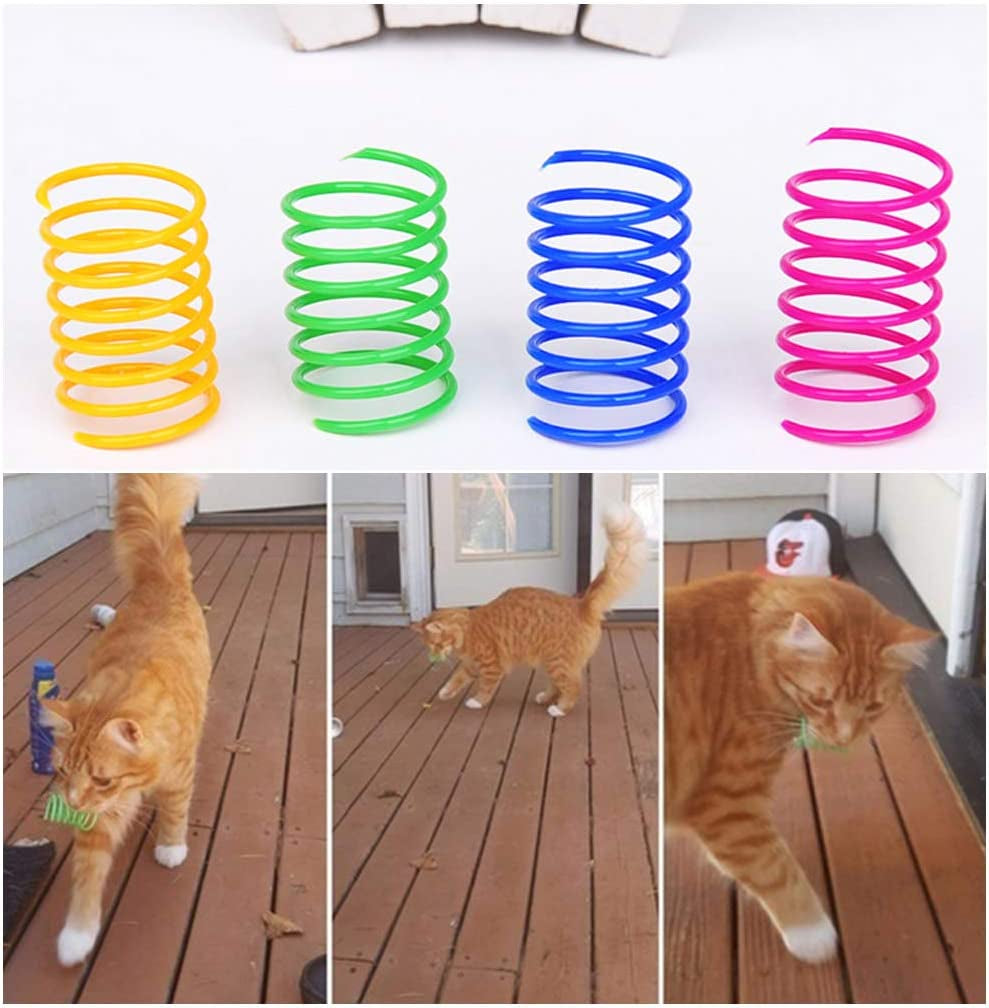 Andiker Cat Spiral Spring, 12 Pc Cat Creative Toy to Kill Time and Keep Fit Interactive Cat Toy Sturdy Heavy Plastic Spring Colorful Springs Cat Toy for Swatting, Biting, Hunting Kitten Toys