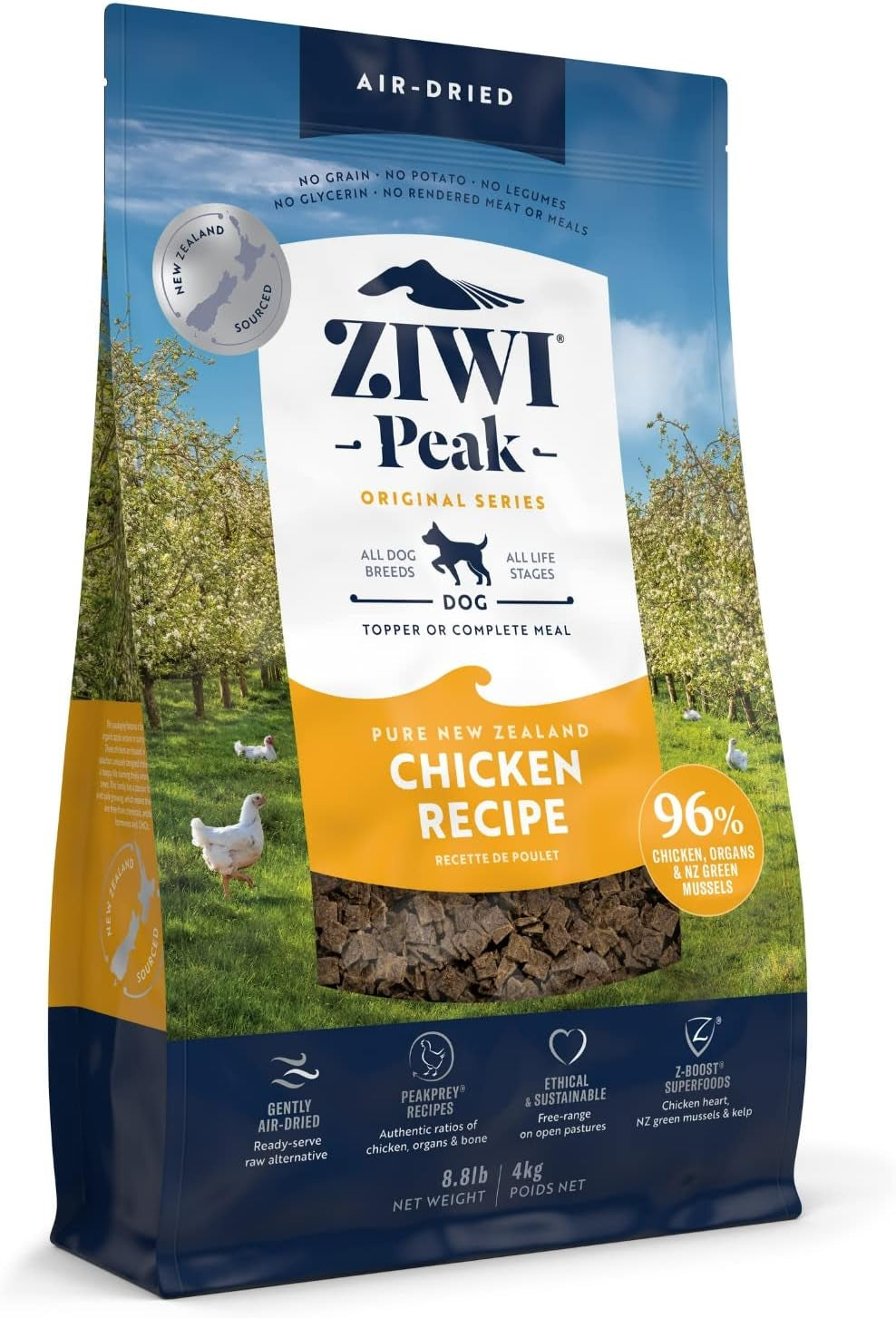 ZIWI Peak Air-Dried Dog Food – All Natural, High Protein, Grain Free and Limited Ingredient with Superfoods (Chicken, 8.8 Lb)