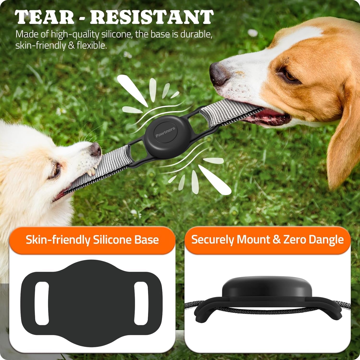 Waterproof Airtag Dog Collar Holder: 2 Pack Soft Silicone Air Tag Holder for Pet Dogs Cats Collar, IPX8 Waterproof Airtag Dog Tracker Protective Cover, Collar Holder Compatible with Apple Airtag