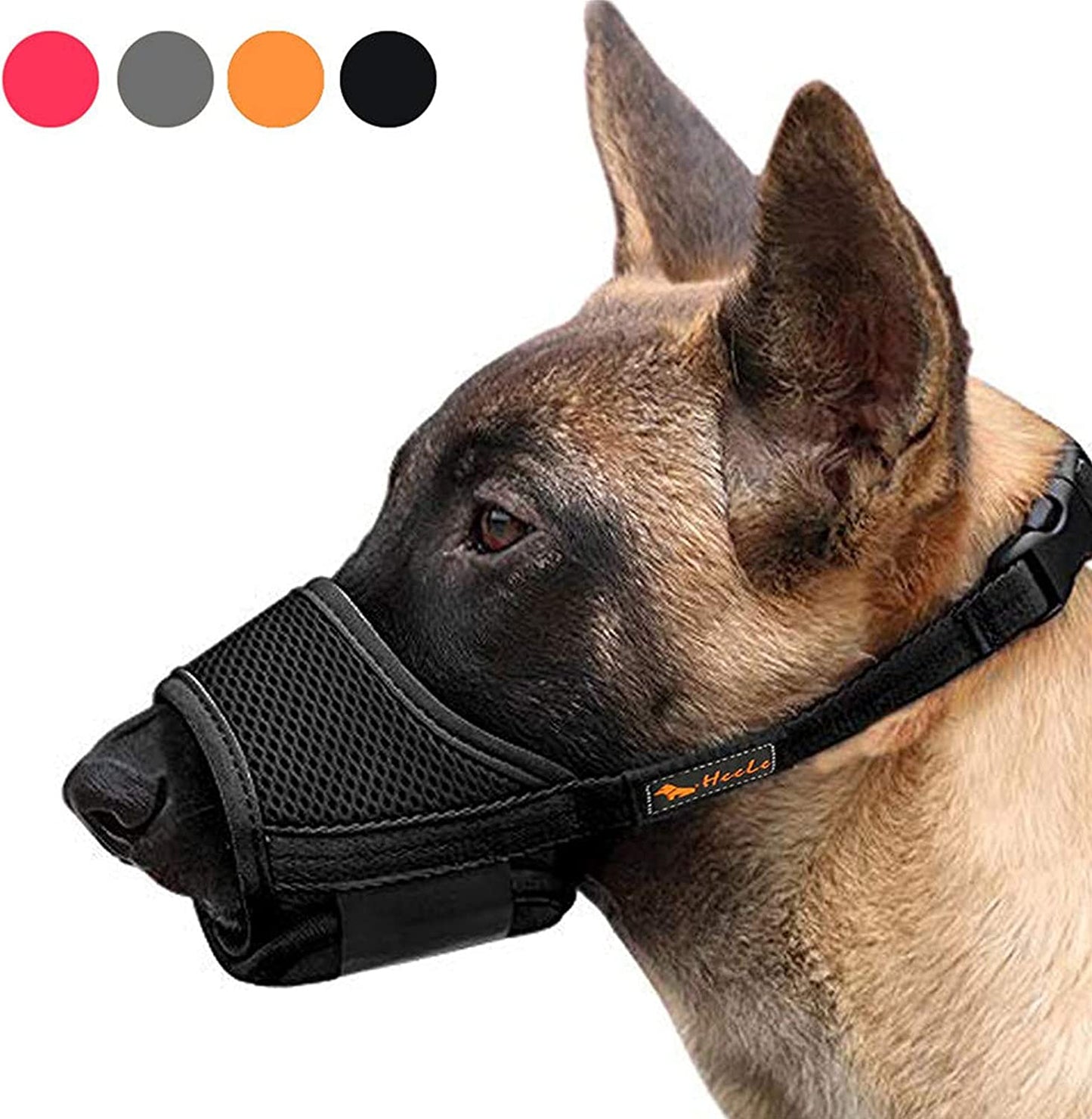 HEELE Dog Muzzle Nylon Soft Muzzle Anti-Biting Barking Secure,Mesh Breathable Pets Muzzle for Small Medium Large Dogs 4 Colors 4 Sizes (XL, Pink)