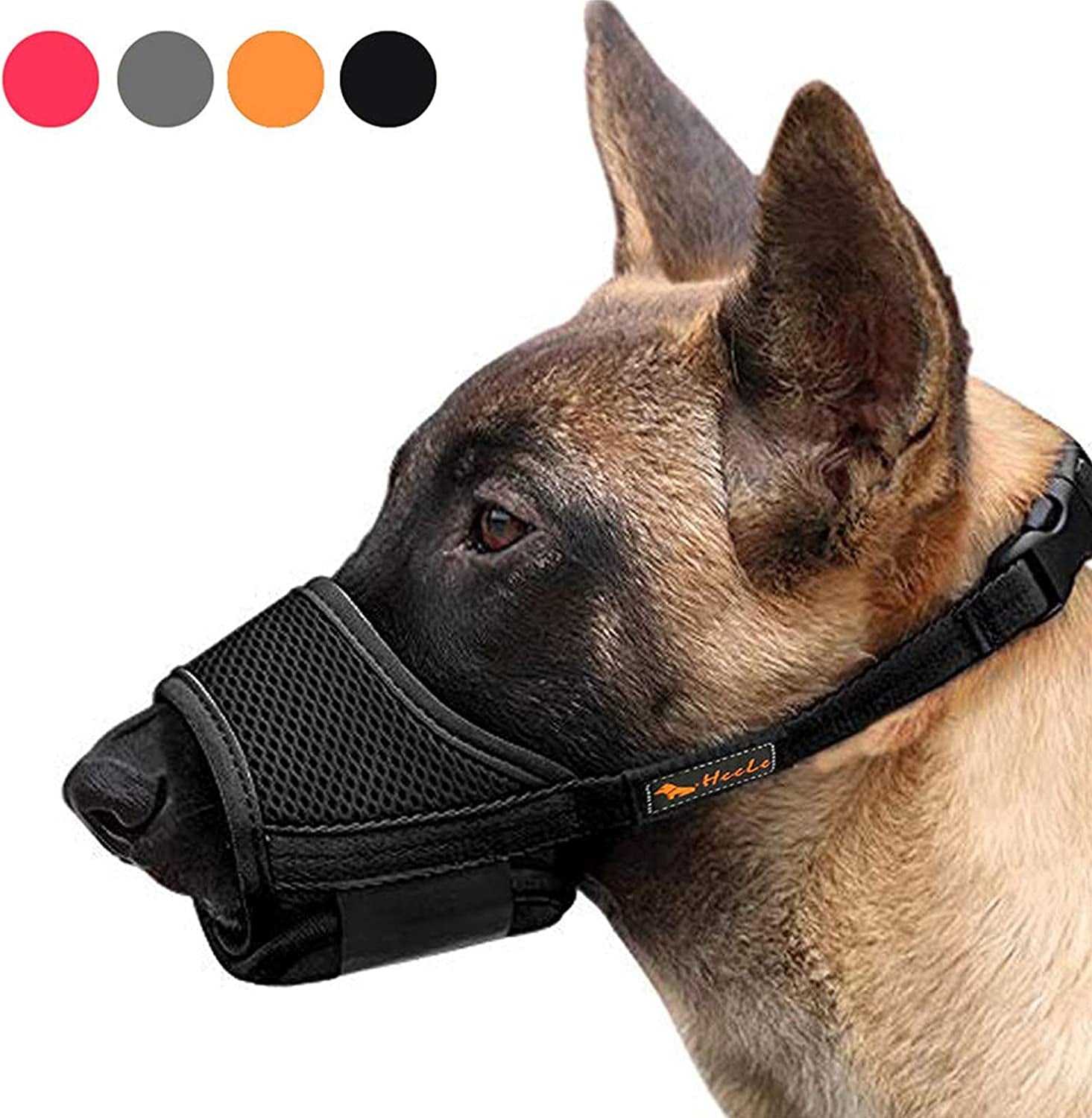 HEELE Dog Muzzle,Soft Nylon Muzzle anti Biting Barking Chewing,Air Mesh Breathable Drinkable Adjustable Loop Pets Muzzle for Small Medium Large Dogs 4 Colors 4 Sizes (XXL, Gray)