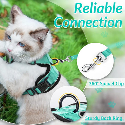 Rabbitgoo Cat Harness and Leash for Walking, Escape Proof Soft Adjustable Vest Harnesses for Cats, Easy Control Breathable Reflective Strips Jacket, Yellow, S