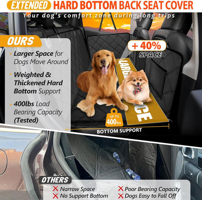 Back Seat Extender for Dogs-Large Space, Dog Car Seat Cover Hard Bottom Holds 400Lbs, Sturdy Backseat Extender for Dogs, Waterproof Dog Hammock for Car Dog Car Bed for Car, SUV, Truck