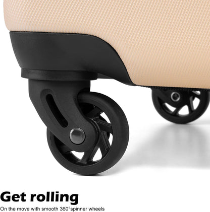 Coolife Luggage 3 Piece Set Suitcase Spinner Hardshell Lightweight TSA Lock (Apricot White, 3 Piece Set(20In24In28In))