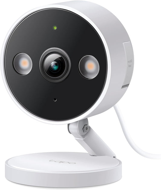 Tp-Link 𝗧𝗮𝗽𝗼 2K QHD Security Camera Indoor/Outdoor, 2024 Pcmag Editor'S Choice, Color Night Vision, Free Person/Pet/Vehicle Detection, Baby Monitor, Local/Cloud Storage, IP66, Dual-Spotlight(C120)